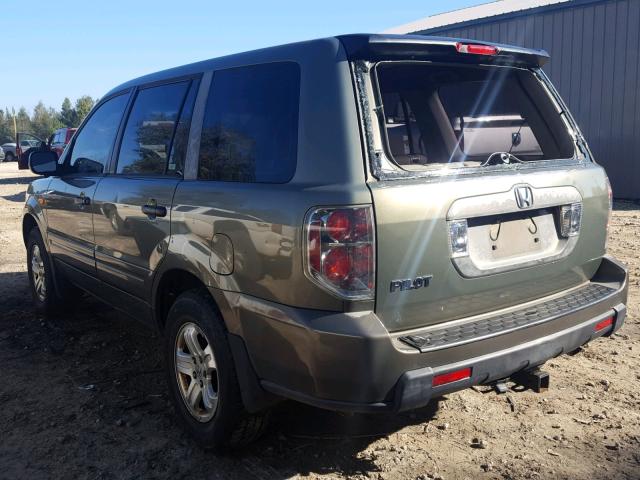 5FNYF28137B026288 - 2007 HONDA PILOT LX GREEN photo 3