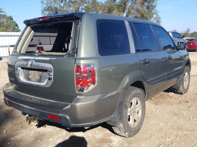 5FNYF28137B026288 - 2007 HONDA PILOT LX GREEN photo 4