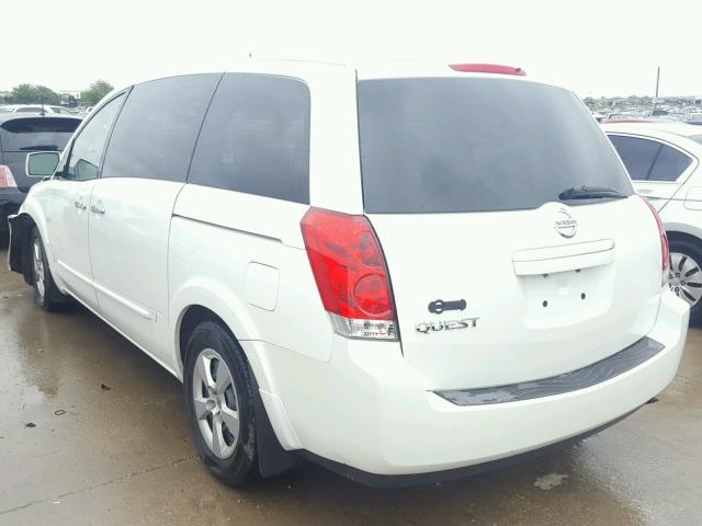 5N1BV28U48N122075 - 2008 NISSAN QUEST S WHITE photo 3