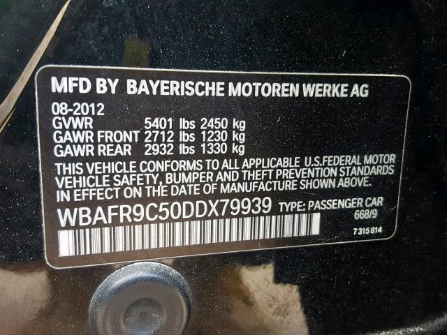 WBAFR9C50DDX79939 - 2013 BMW 550 I BLACK photo 10