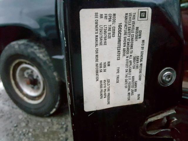 1GCGC29R0TE247013 - 1996 CHEVROLET C2500 BLACK photo 10