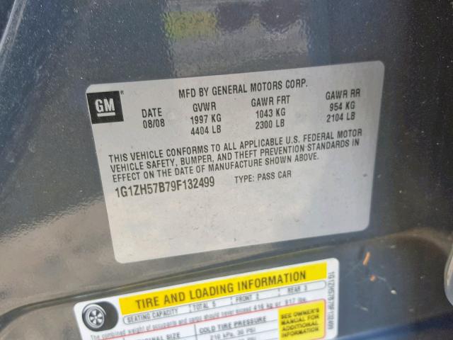 1G1ZH57B79F132499 - 2009 CHEVROLET MALIBU 1LT 石墨色 照片 10