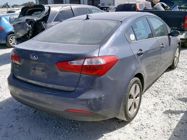 KNAFX4A67E5109658 - 2014 KIA FORTE LX BLUE photo 4