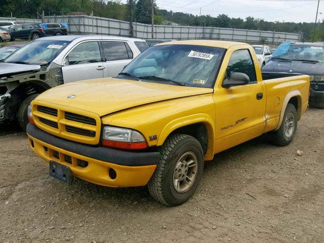 1B7FL26X0XS165806 - 1999 DODGE DAKOTA YELLOW photo 2