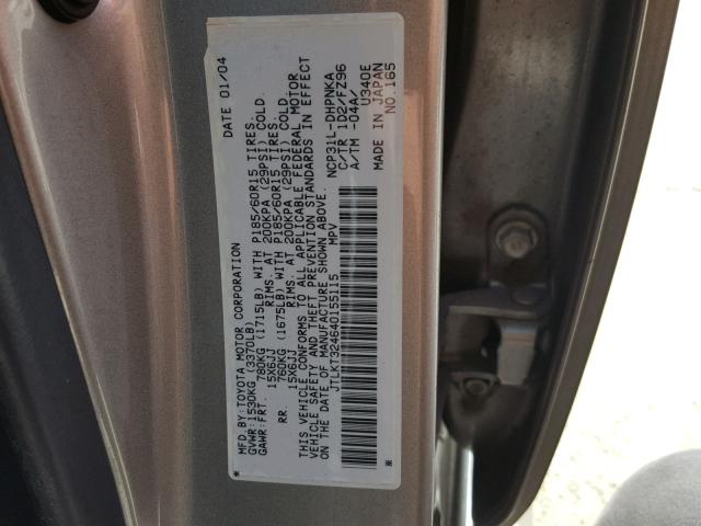 JTLKT324640155115 - 2004 TOYOTA SCION XB Сұр фото 10