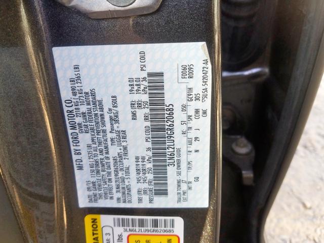 3LN6L2LU9GR620685 - 2016 LINCOLN MKZ HYBRID GRAY photo 10