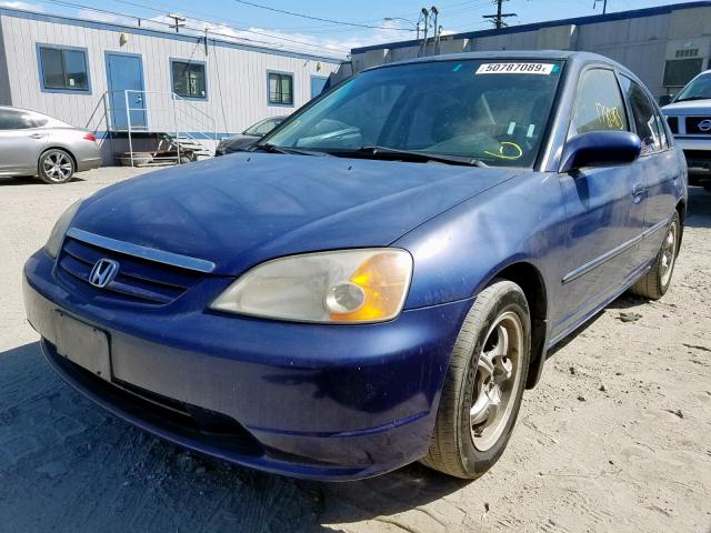 2HGES267X1H596202 - 2001 HONDA CIVIC EX BLUE photo 2