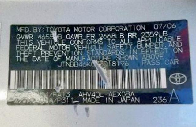 JTNBB46K073018196 - 2007 TOYOTA CAMRY NEW SILVER photo 10