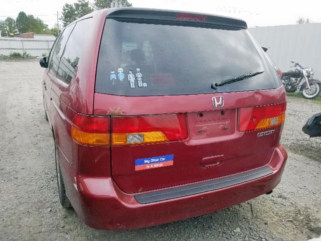 5FNRL18524B064701 - 2004 HONDA ODYSSEY LX BURGUNDY photo 3