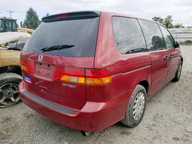 5FNRL18524B064701 - 2004 HONDA ODYSSEY LX BURGUNDY photo 4