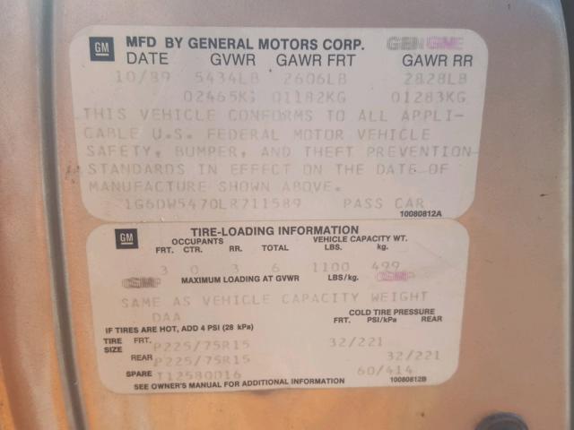 1G6DW5470LR711589 - 1990 CADILLAC BROUGHAM TAN photo 10