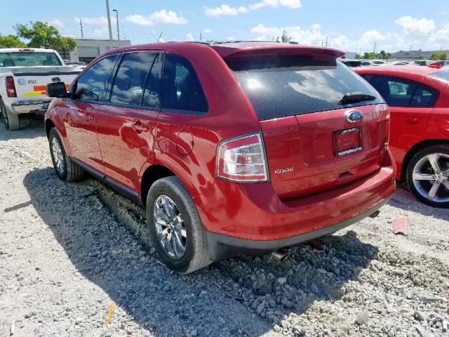 2FMDK4JCXABA00935 - 2010 FORD EDGE SEL RED photo 3