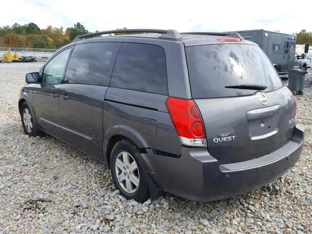 5N1BV28U35N108650 - 2005 NISSAN QUEST S GRAY photo 3