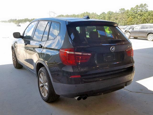 5UXWX9C5XD0D04364 - 2013 BMW X3 XDRIVE2 BLACK photo 3