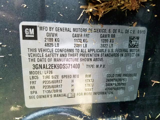 3GNAL2EK9DS571400 - 2013 CHEVROLET CAPTIVA LS 灰色 照片 10