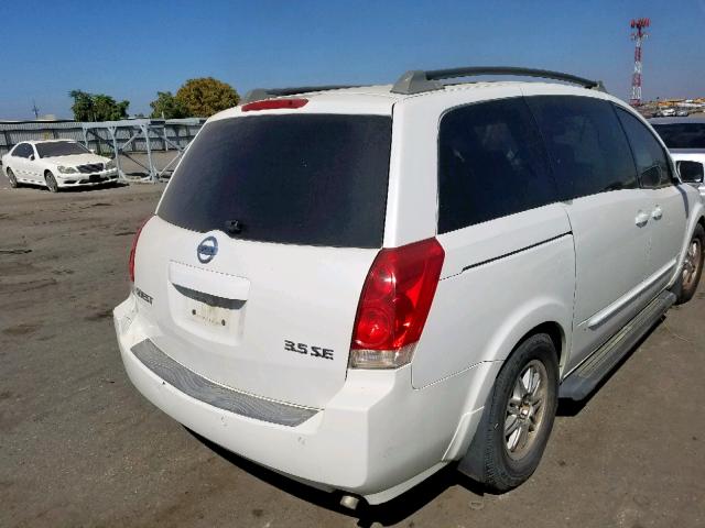 5N1BV28U06N119106 - 2006 NISSAN QUEST S WHITE photo 4