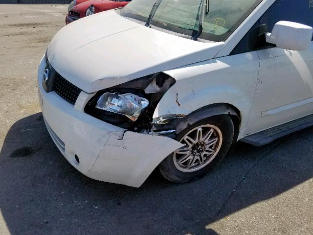 5N1BV28U06N119106 - 2006 NISSAN QUEST S WHITE photo 9