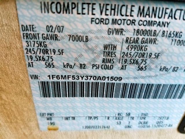 1F6MF53Y370A01509 - 2007 FORD F550 SUPER WHITE photo 10