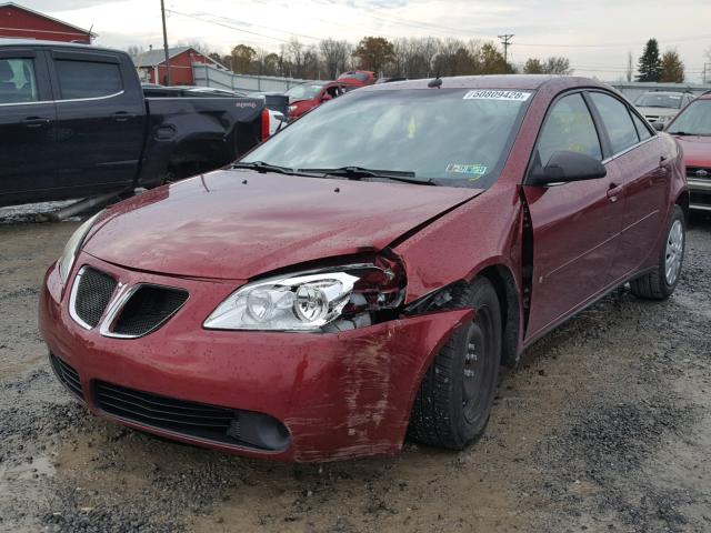 1G2ZF57B684106665 - 2008 PONTIAC G6 VALUE L MAROON photo 2