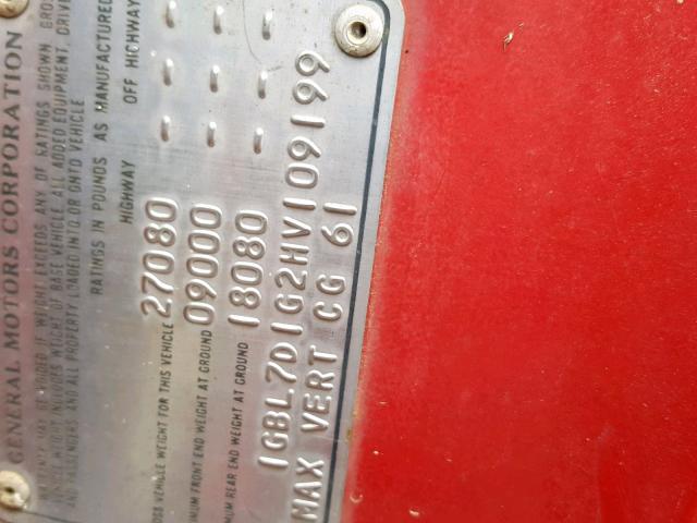 1GBL7D1G2HV109199 - 1987 CHEVROLET C6500 C7D0 RED photo 10