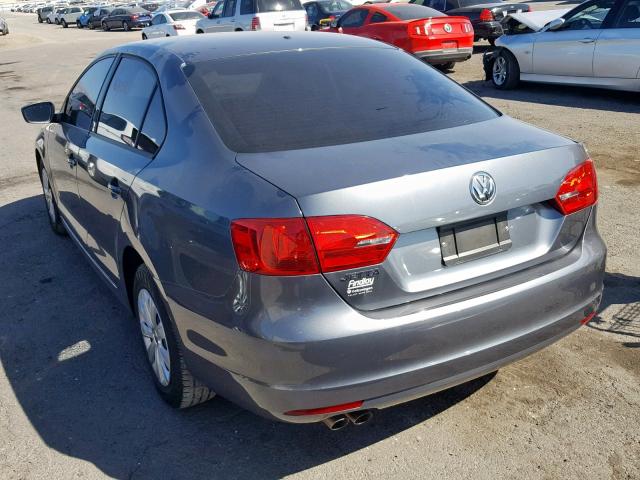 3VW2K7AJ7CM309790 - 2012 VOLKSWAGEN JETTA BASE GRAY photo 3