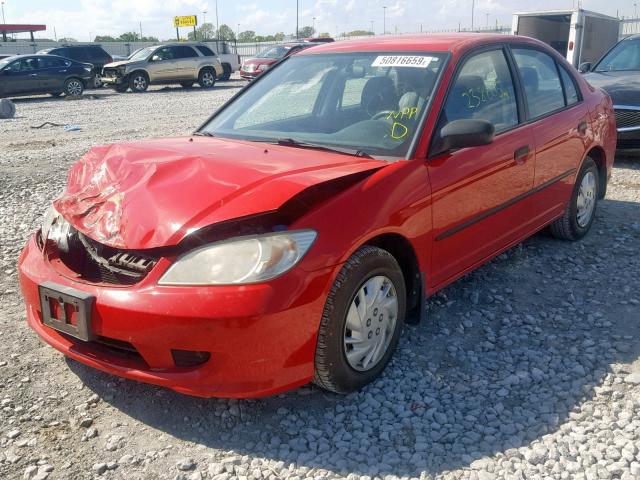 1HGES16335L001870 - 2005 HONDA CIVIC DX V RED photo 2