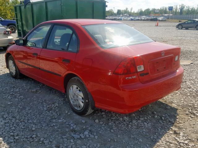 1HGES16335L001870 - 2005 HONDA CIVIC DX V RED photo 3