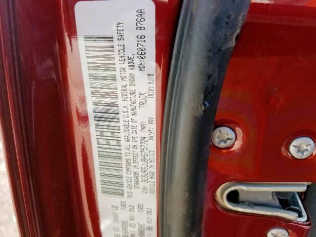 3C6UR5JJ8HG757724 - 2017 RAM 2500 SLT ბურგუნდია ფოტო 10