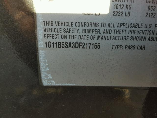 1G11B5SA3DF217166 - 2013 CHEVROLET MALIBU LS 灰色 照片 10