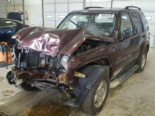 1J4GL58K24W323519 - 2004 JEEP LIBERTY LI MAROON photo 2