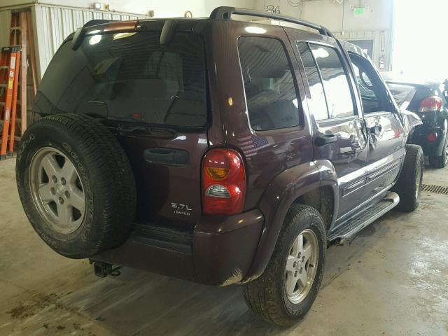 1J4GL58K24W323519 - 2004 JEEP LIBERTY LI MAROON photo 4