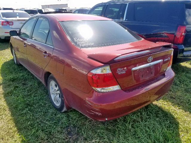 4T1BF32K16U116280 - 2006 TOYOTA CAMRY LE RED photo 3