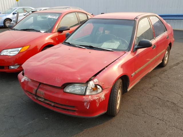 1HGEG8647SL019478 - 1995 HONDA CIVIC DX RED photo 2