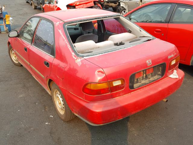 1HGEG8647SL019478 - 1995 HONDA CIVIC DX RED photo 3