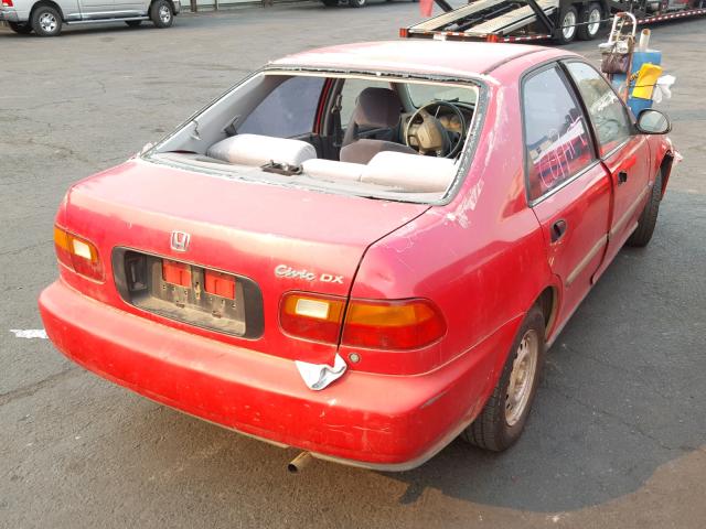 1HGEG8647SL019478 - 1995 HONDA CIVIC DX RED photo 4