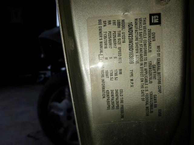 1GNDV23W28D183699 - 2008 CHEVROLET UPLANDER L 银色 照片 10