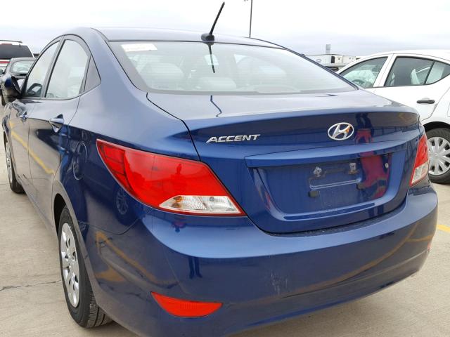 KMHCT4AE1HU301009 - 2017 HYUNDAI ACCENT SE BLUE photo 3