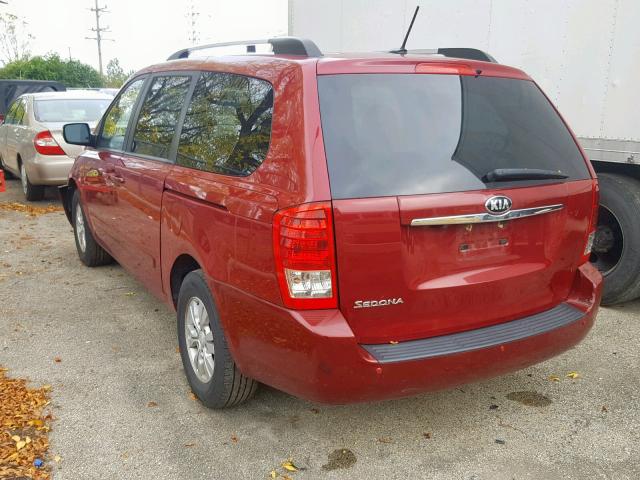 KNDMG4C72C6507691 - 2012 KIA SEDONA LX RED photo 3