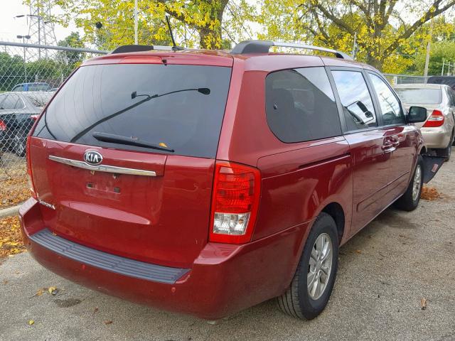 KNDMG4C72C6507691 - 2012 KIA SEDONA LX RED photo 4