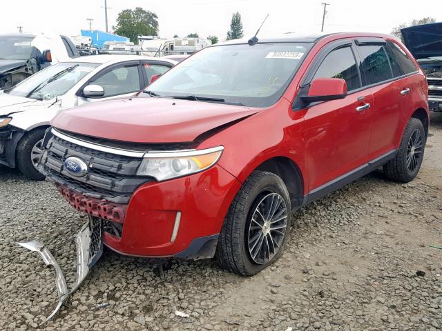 2FMDK4JC5BBA76094 - 2011 FORD EDGE SEL RED photo 2