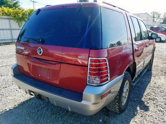 4M2ZU86E82ZJ23146 - 2002 MERCURY MOUNTAINEE RED photo 4