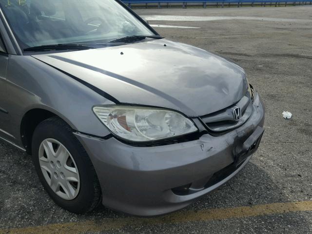 2HGES16335H627609 - 2005 HONDA CIVIC DX V GRAY photo 9