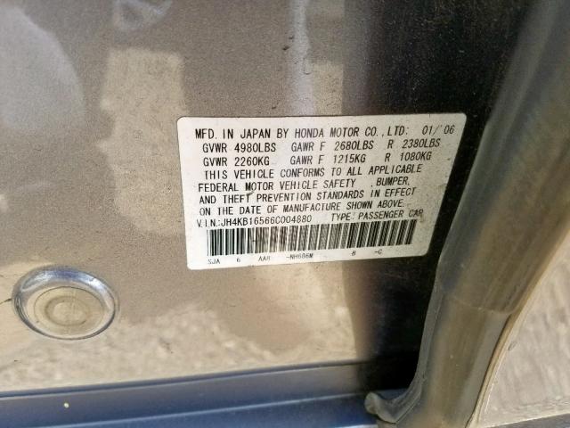 JH4KB16566C004880 - 2006 ACURA RL GRAY photo 10