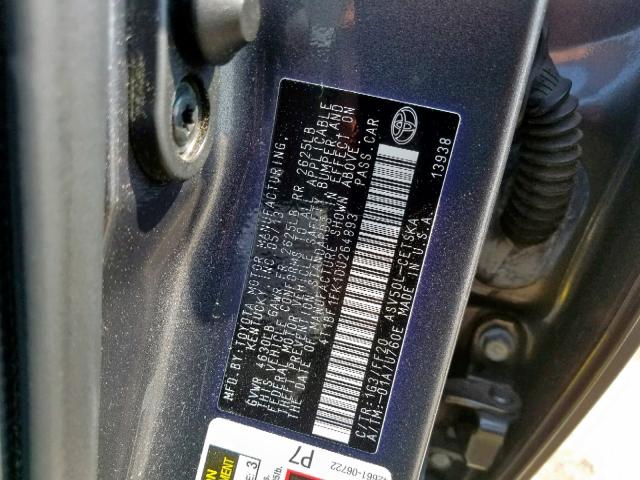 4T1BF1FK1DU264893 - 2013 TOYOTA CAMRY L GRAY photo 10