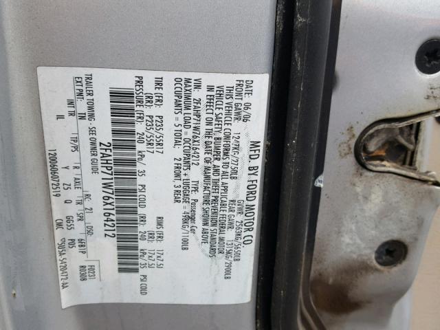 2FAHP71W76X164212 - 2006 FORD CROWN VICT GRAY photo 10