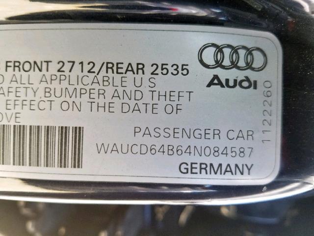 WAUCD64B64N084587 - 2004 AUDI A6 S-LINE BLUE photo 10