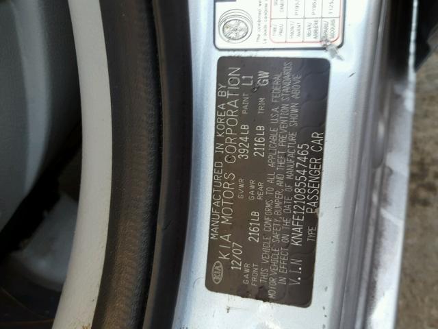 KNAFE121085547465 - 2008 KIA SPECTRA EX BLUE photo 10