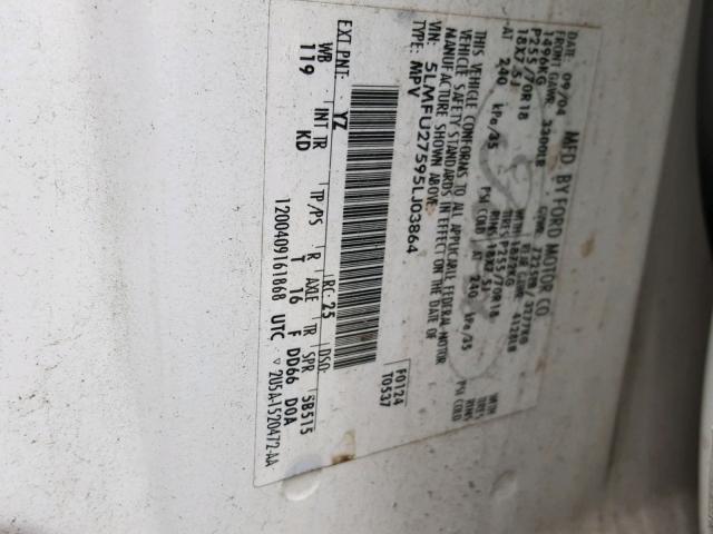 5LMFU27595LJ03864 - 2005 LINCOLN NAVIGATOR Ақ фото 10