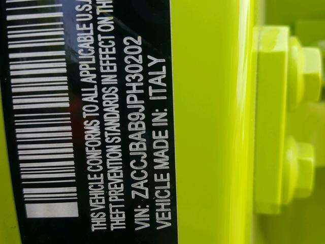 ZACCJBAB9JPH30202 - 2018 JEEP RENEGADE S GREEN photo 10