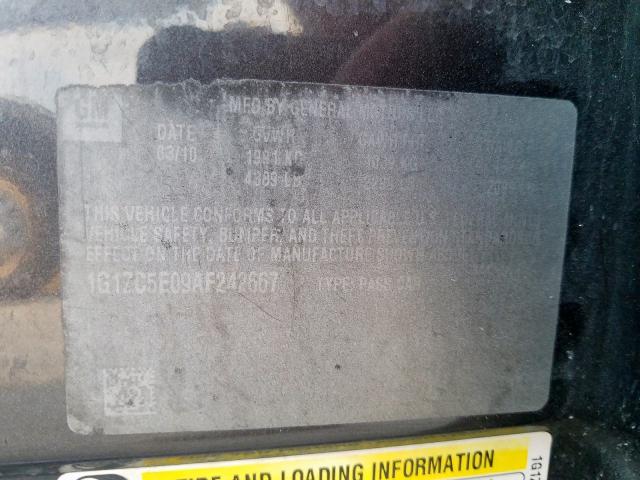 1G1ZC5E09AF242667 - 2010 CHEVROLET MALIBU 1LT 石墨色 照片 10